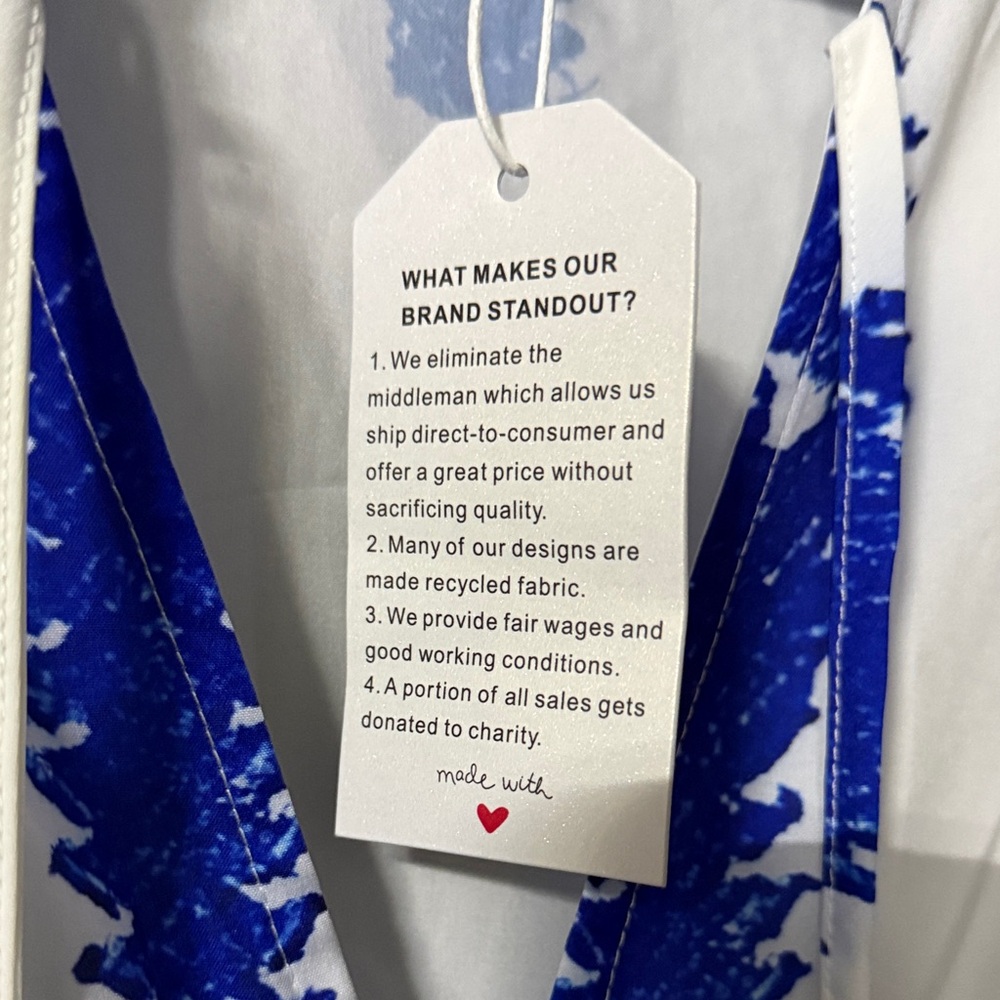 Blue and White Embroidered Dress - Picture 2 of 6